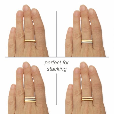 Cradle Rings Stacked - Yellow + White gold
