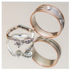 Custom White and Rose Gold Rings