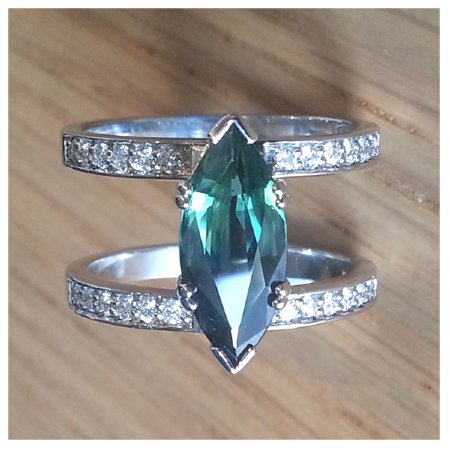 Custom Marquise Sapphire & Diamond Engagement Ring
