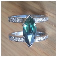 Custom Marquise Sapphire & Diamond Engagement Ring