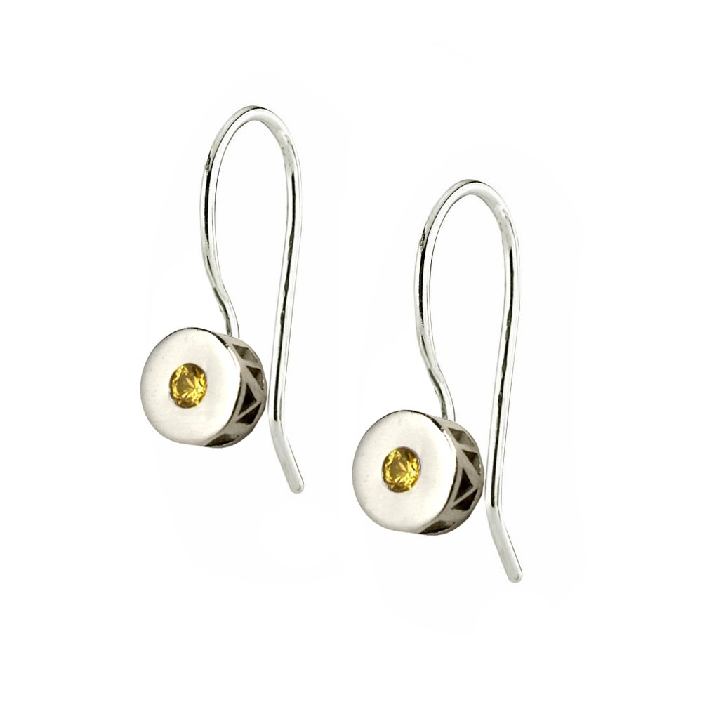 Milestone Hook Earrings  - Silver - Yellow Sapphires