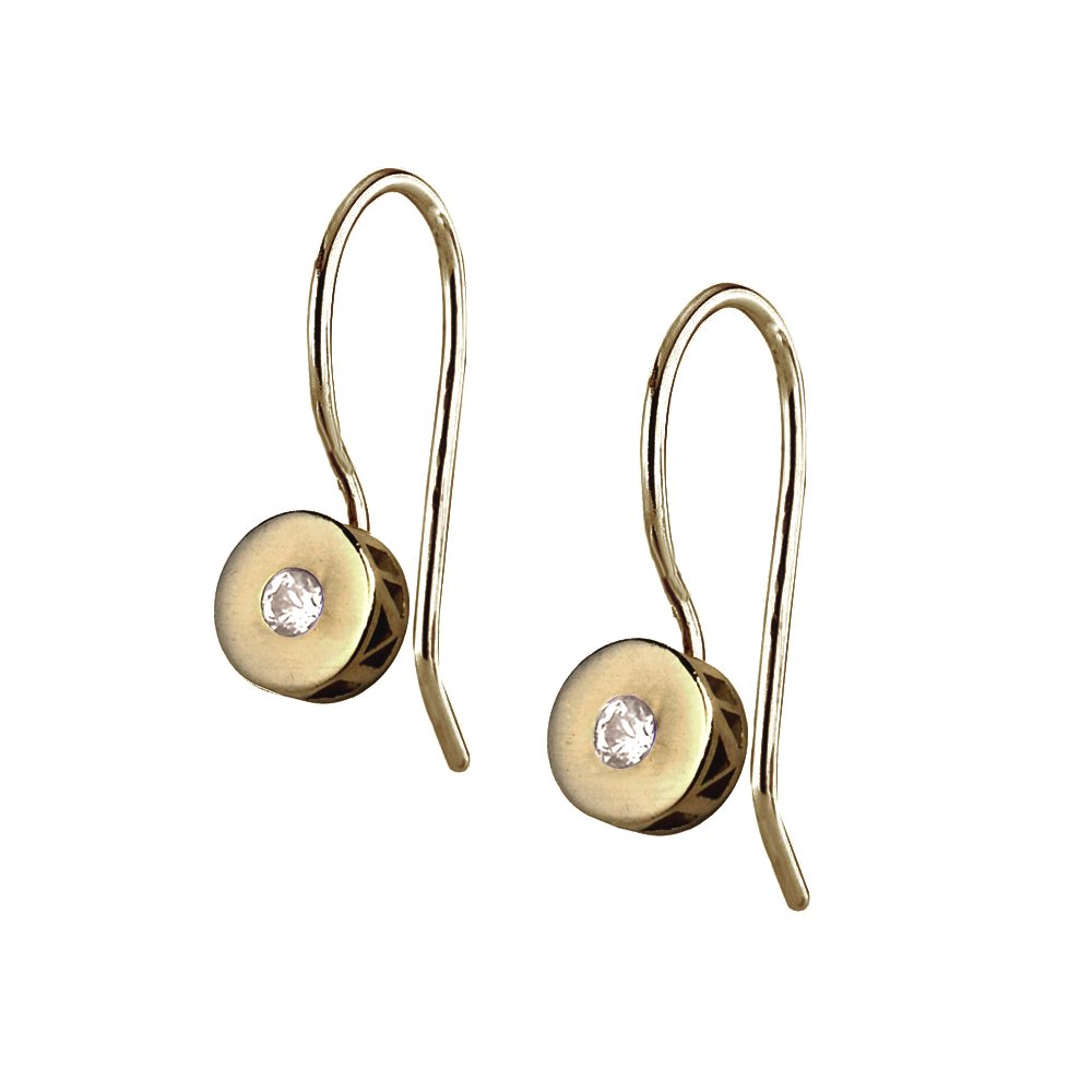 Milestone Hook Earrings  - Yellow Gold - Diamond