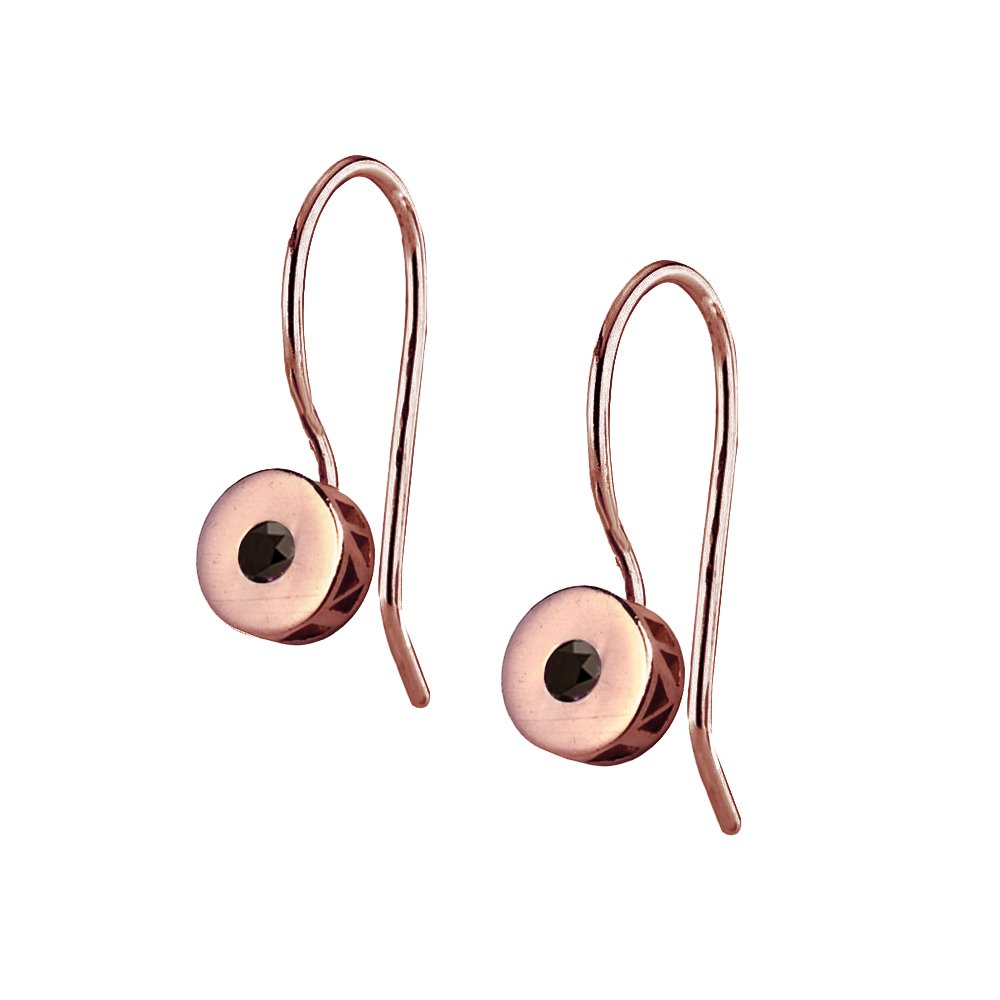 Milestone Hook Earrings  - Rose Gold - Black Sapphire