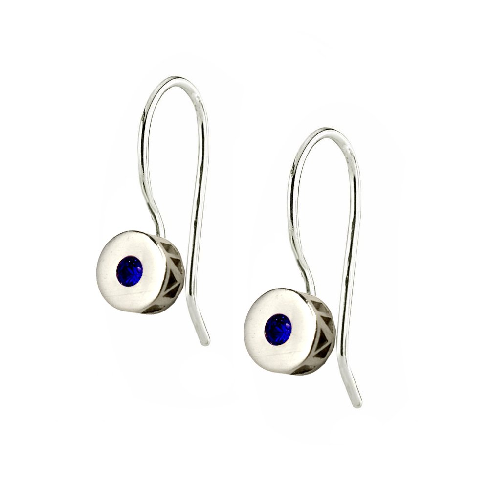 Milestone Hook Earrings  - Silver - Blue Sapphire