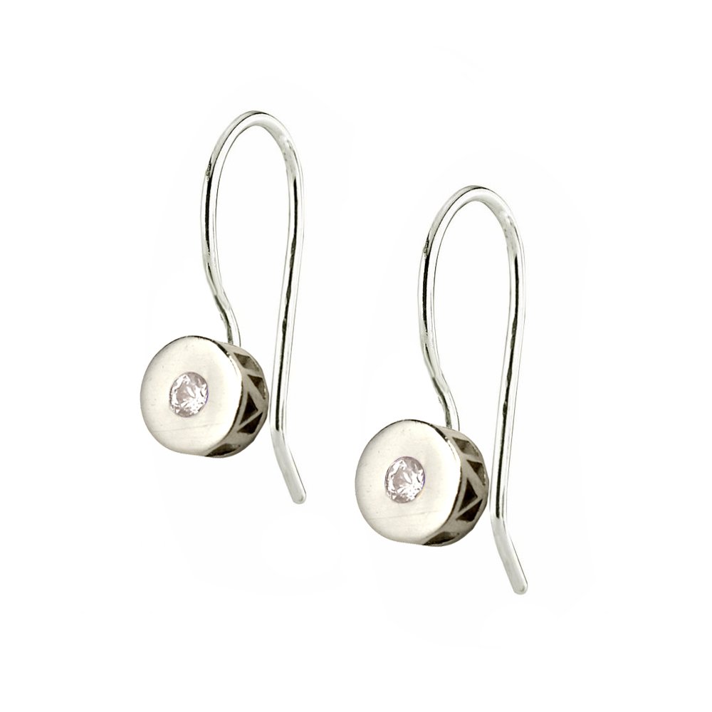 Milestone Hook Earrings  - Silver - Diamonds