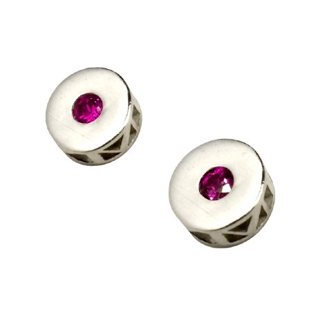 Milestone Earrings  - Sterling Silver - Pink Sapphire