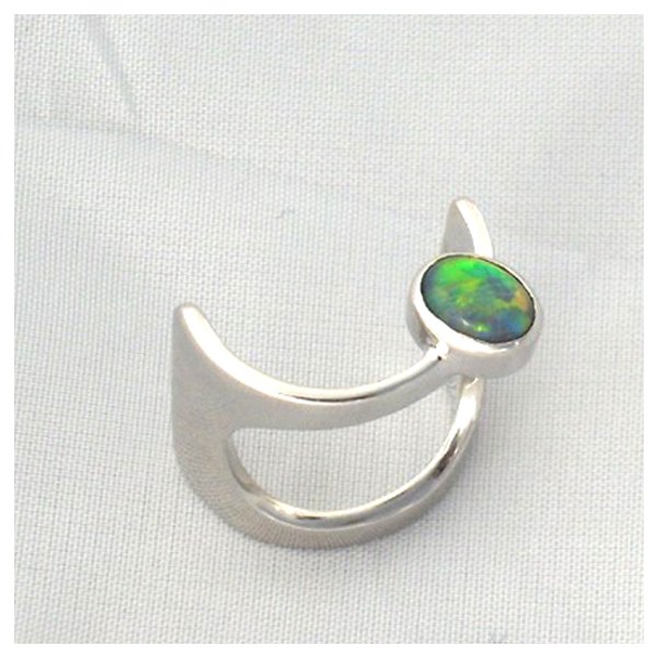C Stone Ring with Opal