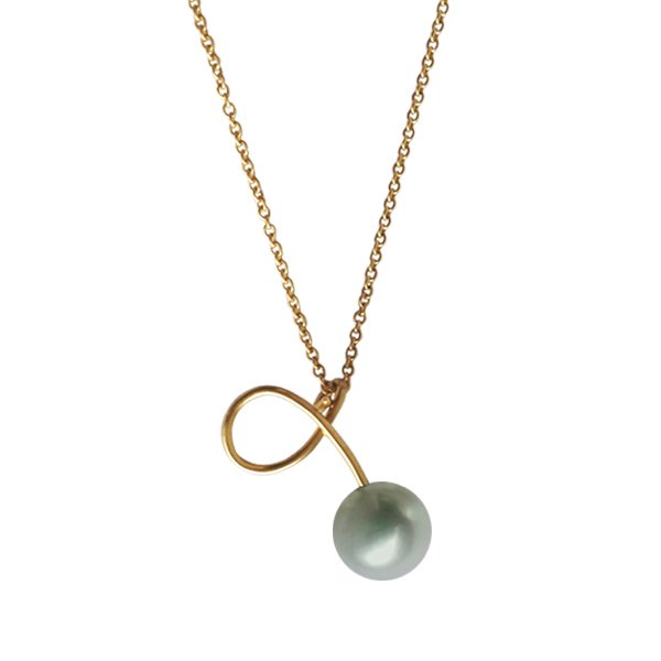 Serpent Grey Pearl Pendant in Yellow Gold
