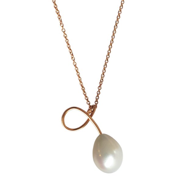 Serpent White Drop Pearl Pendant in Rose Gold