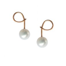 Serpent White Pearl Earrings in Rose Gold