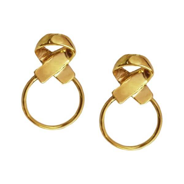 Woven Hoop Earrings in Yellow Gold