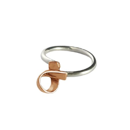 Woven Ring in Silver and Rose Gold size P - In Stock